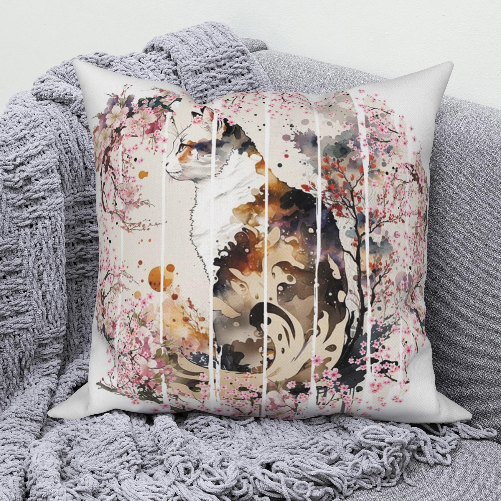 Чехол на подушку из полиэстера с милым кошачьим принтом, современный домашний декор для гостиной, дивана, подушка, наволочка 40X40CM