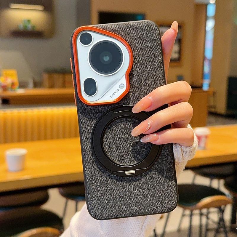 Applicable to Huawei pura11 mobile phone case pura11 cloth pattern pura11 protective case p11pro magnetic suction bracket integrated