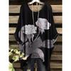 2026 Camiseta de Manga Corta Irregular de Moda con Estampado Floral Vintage para Mujer Ropa de Mujer Holgada y Casual Top Oversize