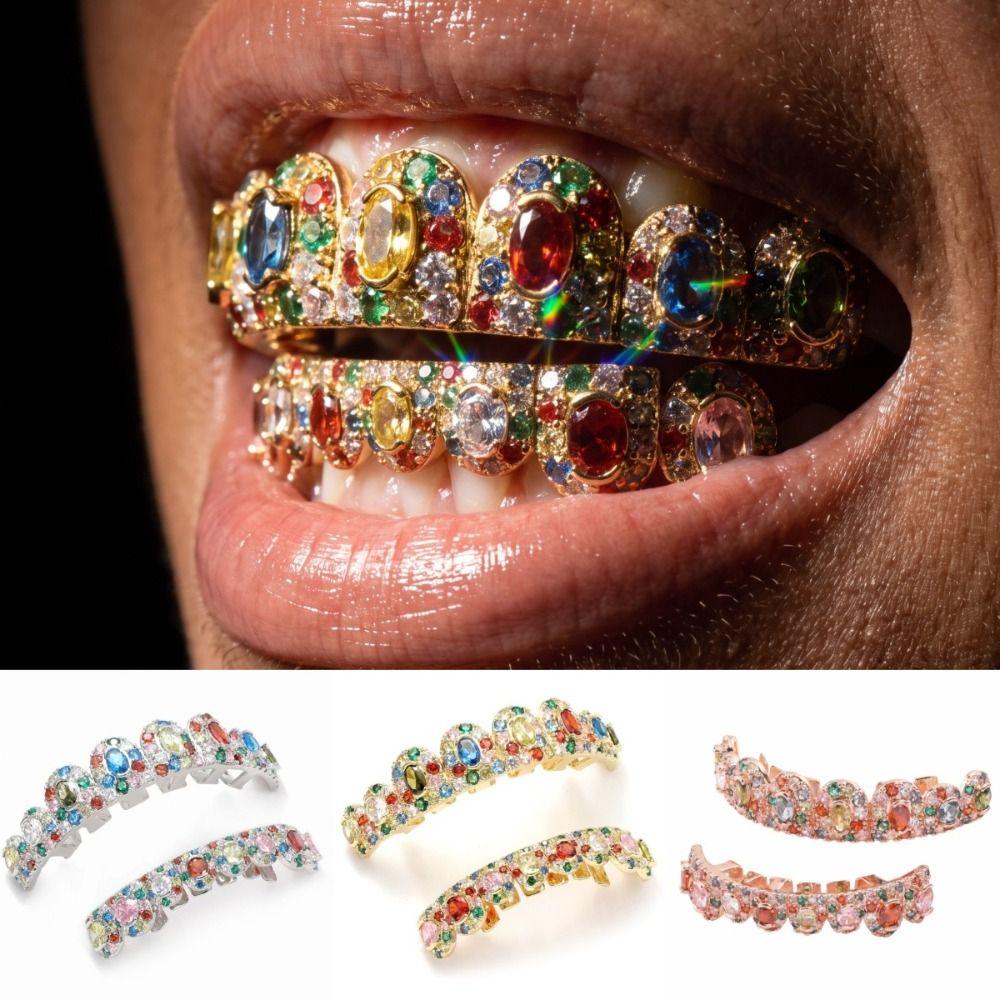 1Pc/set Hiphop Teeth Grillz Caps Candy Color Teeth Jewelry Teeth Grillz Top Bottom Set Rapper