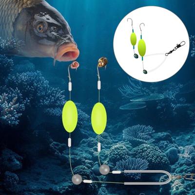 Carp Fishing Rig with Double Hooks Reverse Bottom Line Offshore Surf Saltwater Fishing Rig with Space Bean Fishing Accessories
