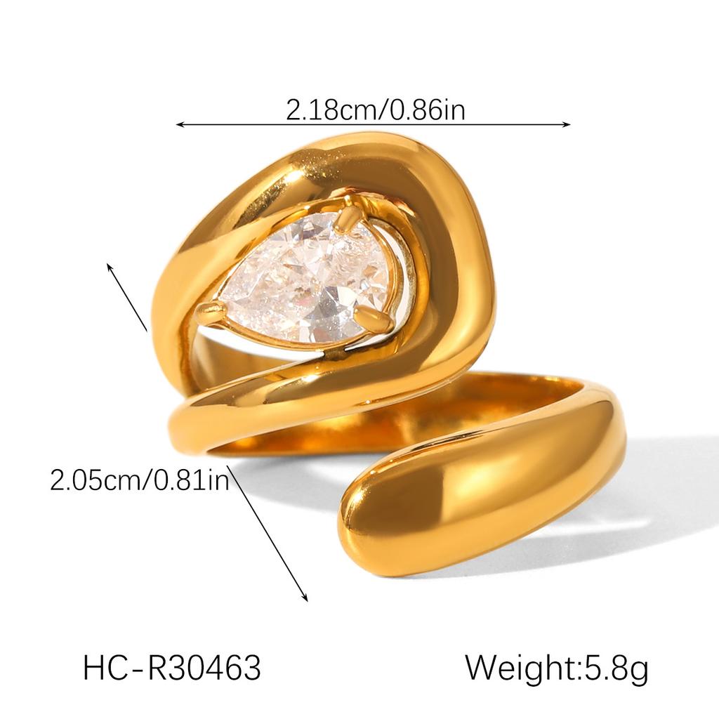 Euro-American Style Stainless Steel Inlaid Zircon Ring, High-end Light Luxury Open Ring, Niche Titanium Steel Hand Jewelry
