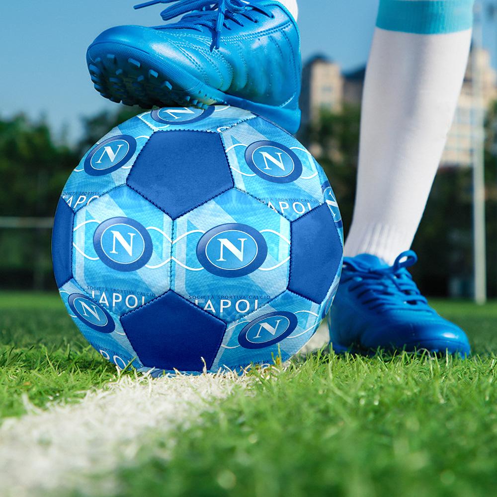 Pallone Calcio a 5 Napoli FC Colorato Per Tutte le Età Misura 5 Cucito a Macchina PVC Pronto per la Competizione Resistente Alto Rimbalzo