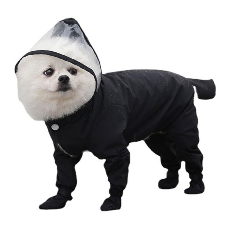 

Cute Pet Dog Raincoats Clear Brim Rain Gear For Pet Dog with Hood 4 Sizes XL чёрный