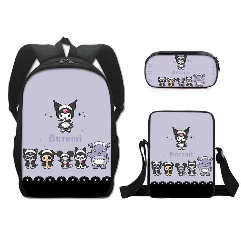 Kuromi Student Backpack Set With Pen Case And Shoulder Bag