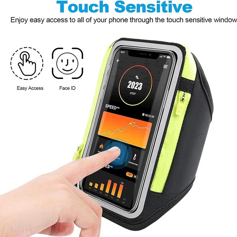 Waterproof Sports Armband Upgrade Zipper Pocket For Iphone 16/15/14/13/12/11 Pro Max Compatible - Running Gym Phone Holder