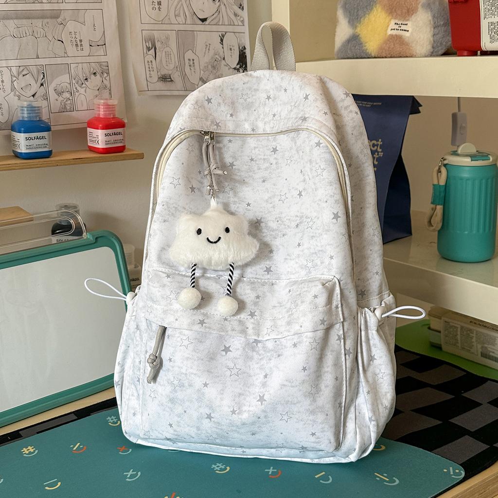 Schoolbag New Ins Wind Star Backpack Female Students Cute Large Capacity Schoolbag Junior High School Student Leisure Travel Backpack