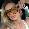 New Pilot Women Sunglasses Big Frame Double Bridge UV400 Vintage Ladies Black Orange Vacation Sun Glasses