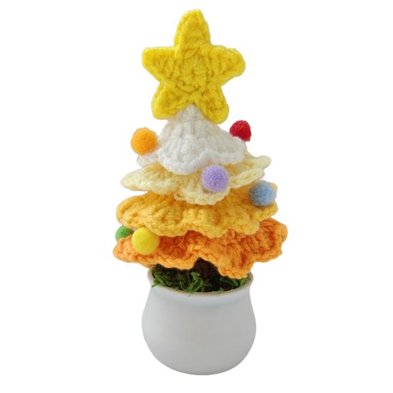 Christmas Yarn Ornament Bright Color Xmas Tree Star Shape Knitted Tree
