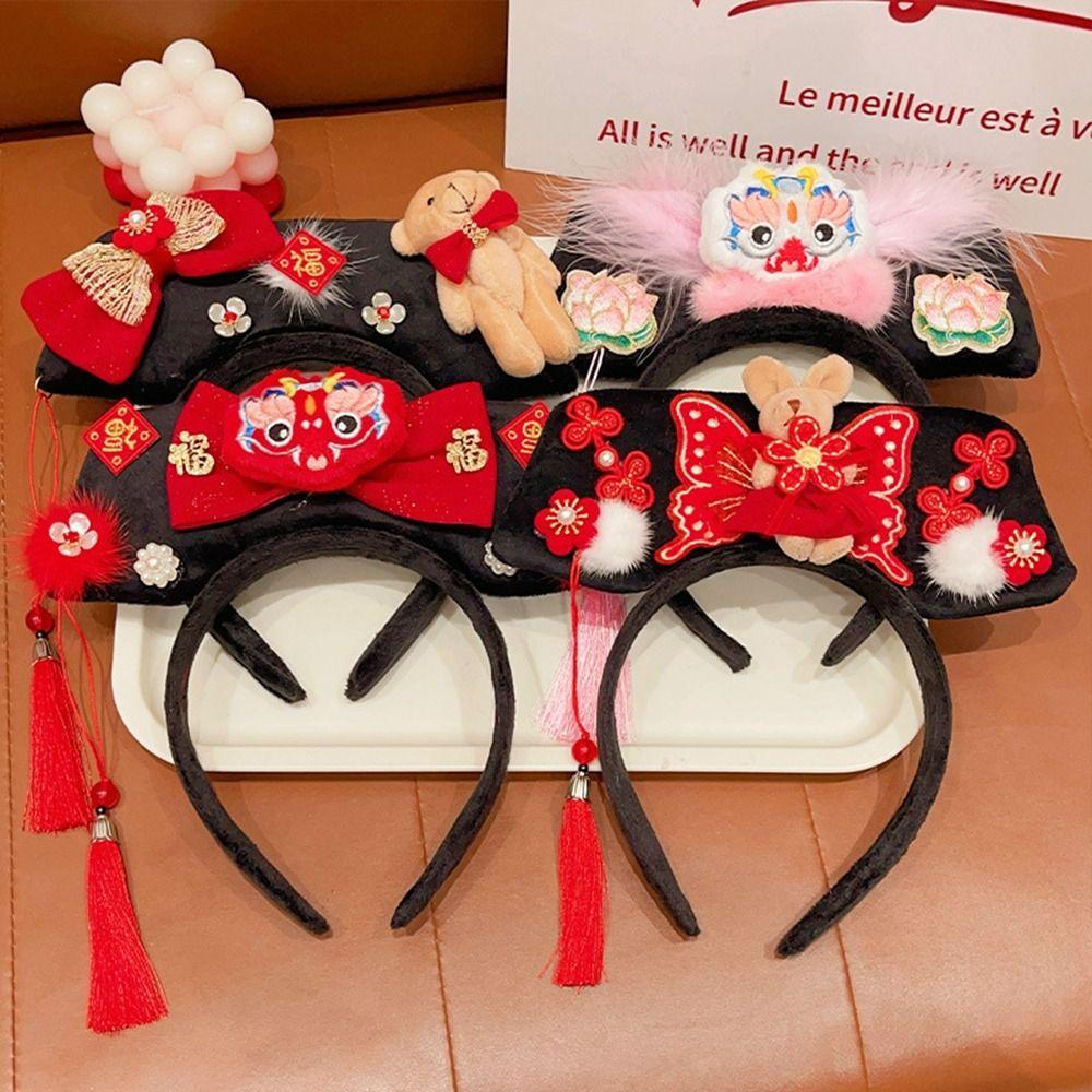 Flower Chinese Style Headwear Velvet Bow Hanfu Headwear Ancient Style Gege Headband  Children