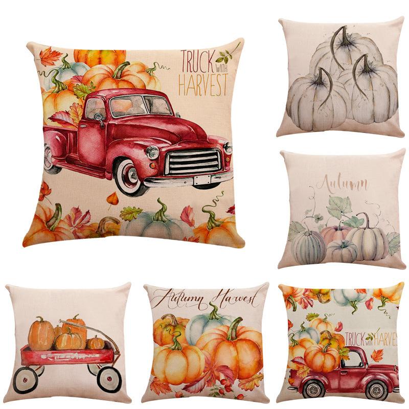 Halloween Pumpkin Series Throw Pillow Covers With Digital Printing Of Short Plush Fabric Car-Shaped Sofa Cushion Home Decor