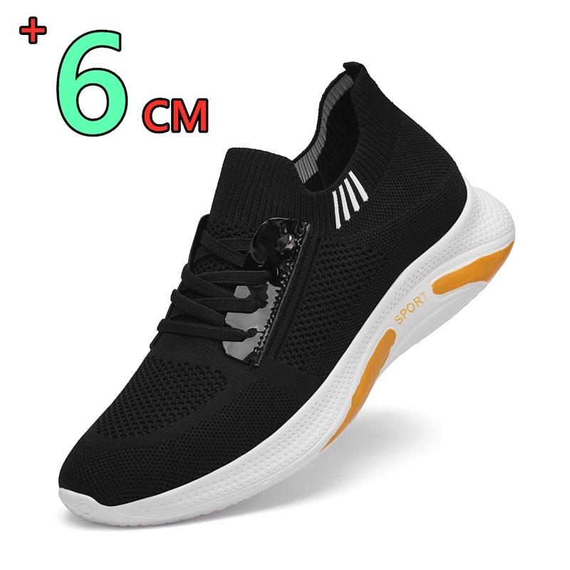 

Летняя мужская дышащая сетка 6 см увеличение роста Повседневная обувь Легкие удобные кроссовки на платформе для ходьбы 37 чёрный