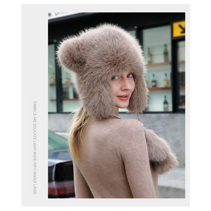 Hatter for kvinner høst og vinter, Stor hodeomkrets, Utendørs sykling, Kuldebeskyttelse, Vintervarme, Ørebeskyttende lue