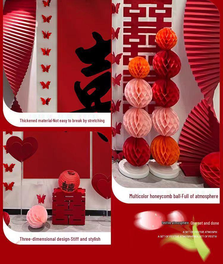 Wedding Ceremony Hanging Cloth Banner Set - Double Happiness Backdrop & Room Decor