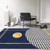 Blue Yellow Striped Geometric Area Rug Nordic Elegant Art Living Room Carpet Soft Non-Slip Bedroom Floor Mat Creative Decor