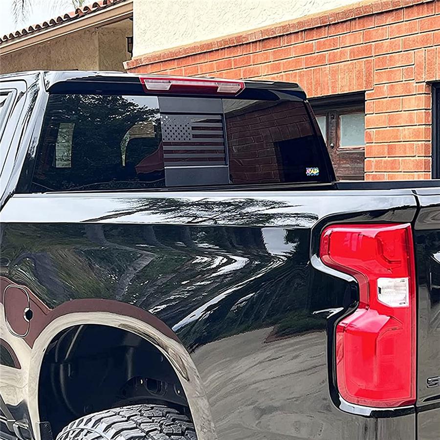 Matte Black Flag Window Decal Sticker Fits For 2019-2022 Chevy Silverado Sierra