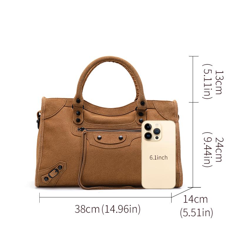 Brun Koskinn Toteväska – Vintage Mockaskinnfinish, Rymlig och Snygg för Vardagsbruk