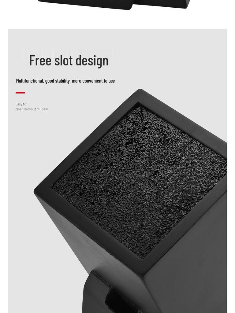 Suport din lemn pentru cuțite de bucătărie cu inserție neagră - Rack multifuncțional pentru depozitarea tacâmurilor