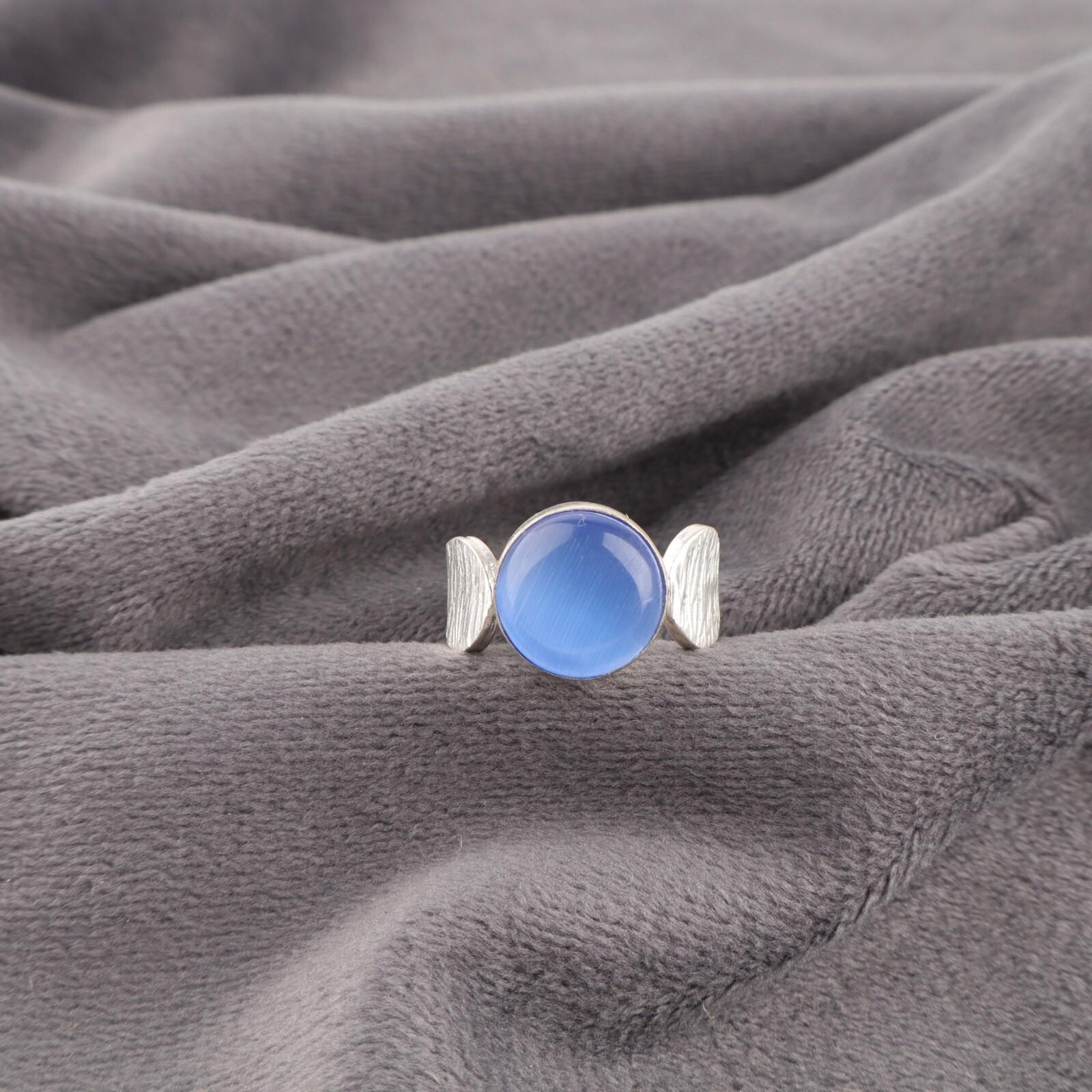 

Dark Blue Cat s Eye Gemstone 925 Sterling Silver Jewelry Handmade Ring For Women RR-1-43 13