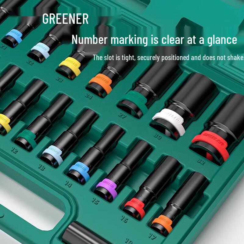 GREENER 1/2-Inch Drive Electric Wrench Socket Set
