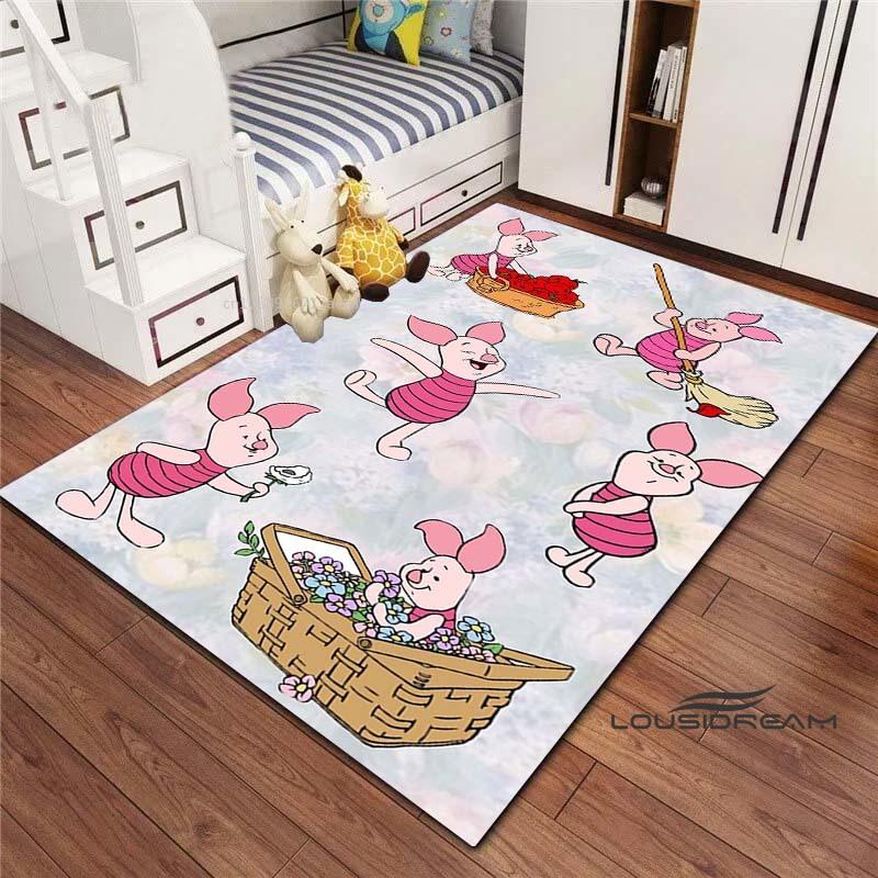3D printed cartoon (piglet) pattern rugs, suitable for living room, bedroom, children's room, sofas, doormats, non-slip floor