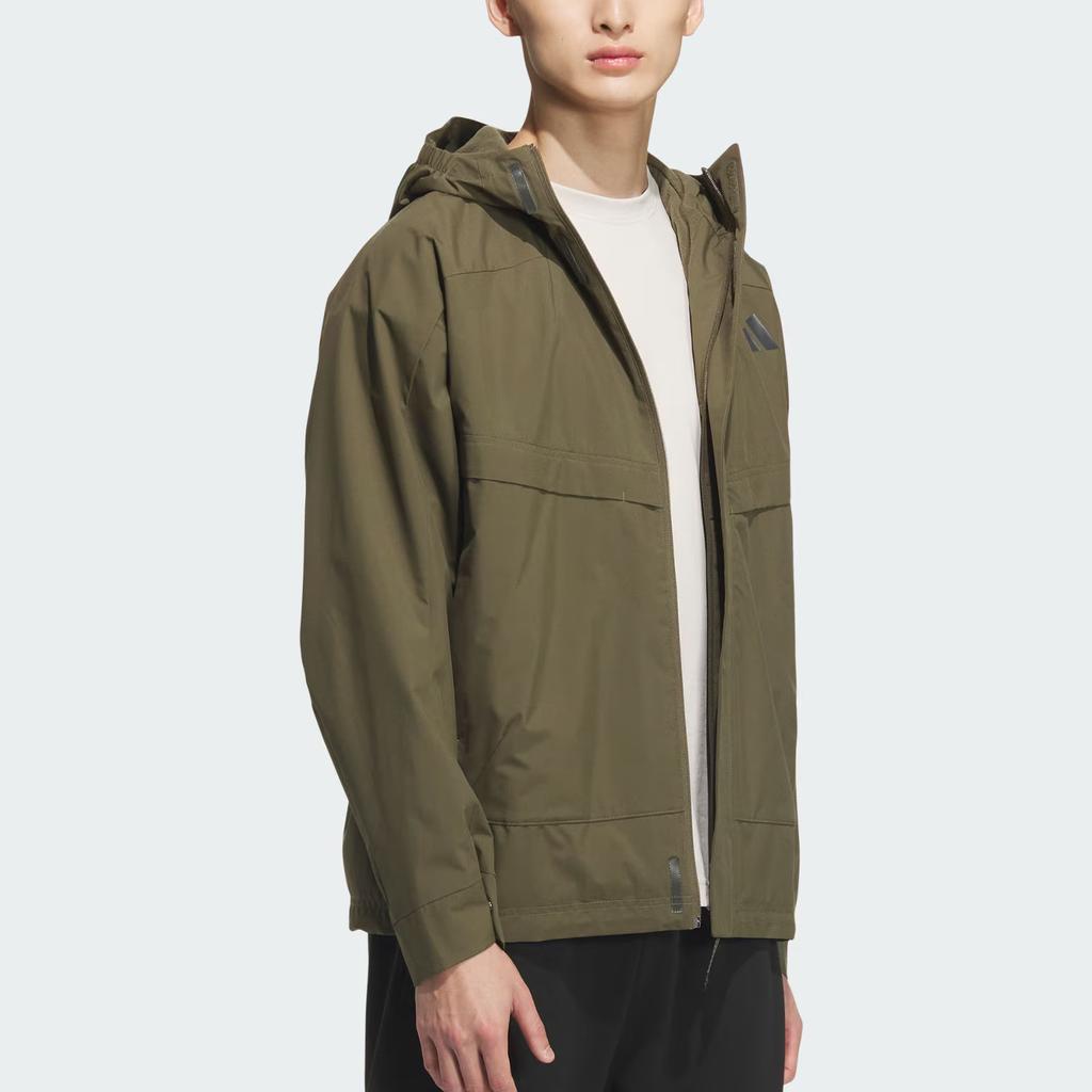 Adidas Modern Tech Warm Water Resistant Windproof Loose Fit Hooded Zip Long Sleeve Jacket Men Jacket Rock-Olive-Green KB7625