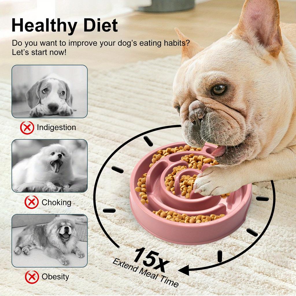 1pcs Anti-choking Dog Food Bowl - Puzzle Snack Bowl For Neck Protection - 1pc Plastic Dog Slow Feeder Bowl