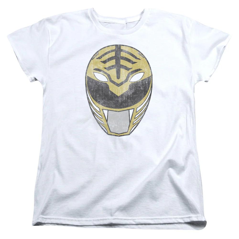 Power Rangers White Ranger Mask Womens T Shirt White M