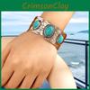 Alloy Ethnic Style Hand Jewelry With Turquoise Open Wide Bracelet For Women