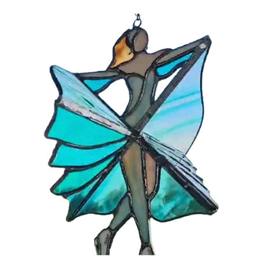 

Dancing Lady Spinner Stained Glass Style Suncatcher Colorful Hanging Wind Spinner for Window Garden Porch Balcony Decoration C