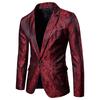 Men's Plus Size Court Style Dark Pattern Single Button Slim Fit Jacket