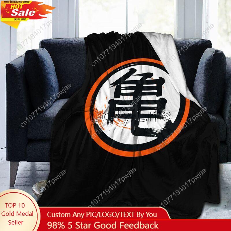 DBZ Kanji Print Flannel Blanket Soft Cozy Warm Fleece Throw Blanket Lightweight Fuzzy Plush Blankets for Bed Sofa Picnic Travel