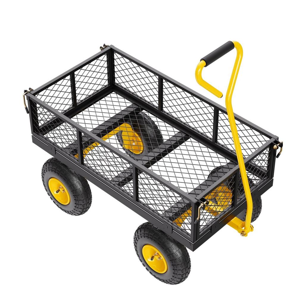 Steel Garden Cart 500lb Capacity Heavy Duty Yard Wagon Cart 10in Tires