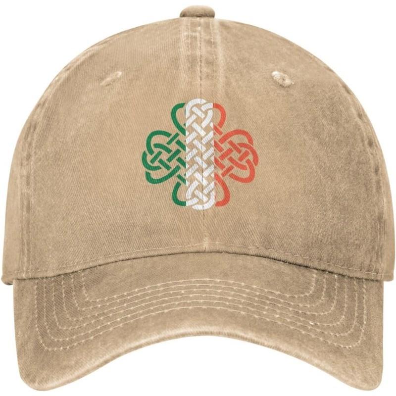 

Celtic Irish Flag Knot Clover Baseball Cap Vintage Distressed Breathable Dad Hat for St Patrick Day Can Be Adjusted