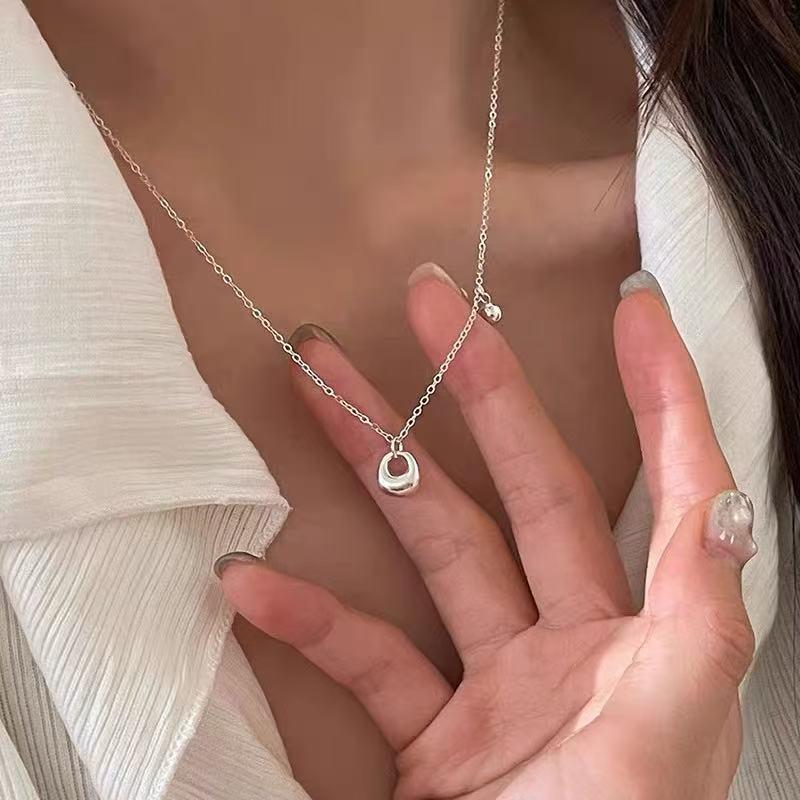 Elegante Damen S925 Sterlingsilber Perlenanhänger Halskette - Leichte Luxus Schlüsselbeinkette
