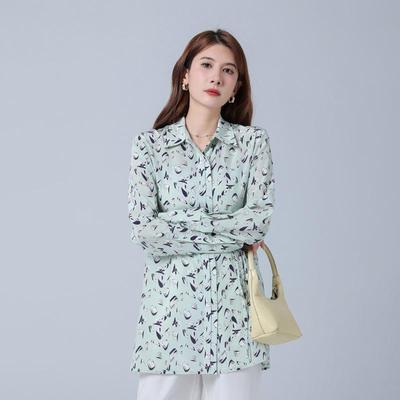 Silk Mulberry Long Sleeve Women’s Printed Casual Loose Shirt