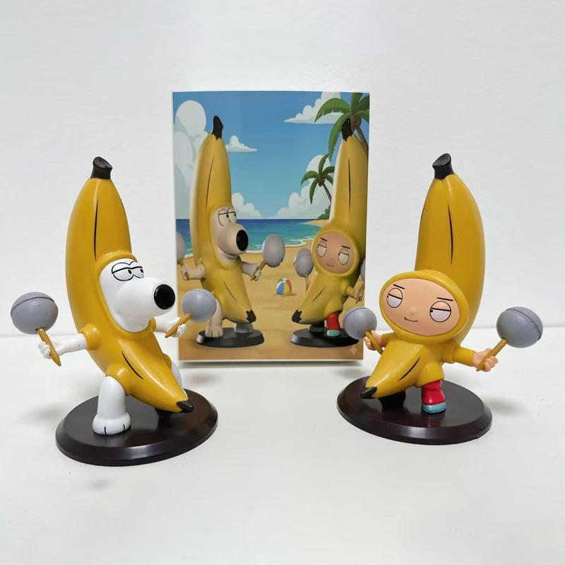 10Cm Anime Family Guy Banana Dance Brian Stewie Action Figures Desktop Ornament Toys Window Display Toy Collectible Fun Gifts