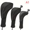 3Pcs Durable Golf Training Accessories Long-Necked Golf Club Head Covers Numbered Wooden Club Head Protector