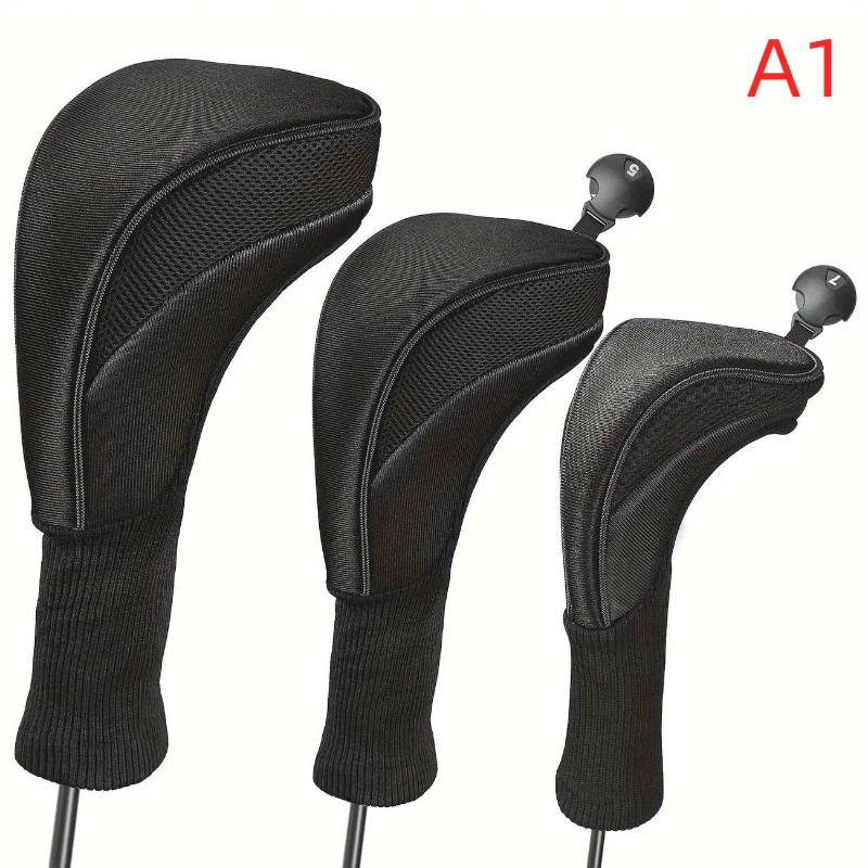 3Pcs Durable Golf Training Accessories Long-Necked Golf Club Head Covers Numbered Wooden Club Head Protector