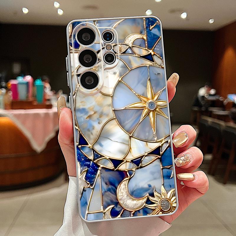 Vintage European Style Case For Samsung Galaxy S26 Ultra S25 Edge S24 Plus S23 FE S22 A17 A54 A55 A56 A57 5G Magnetic For Magsafe Matte Cover Moon Sun
