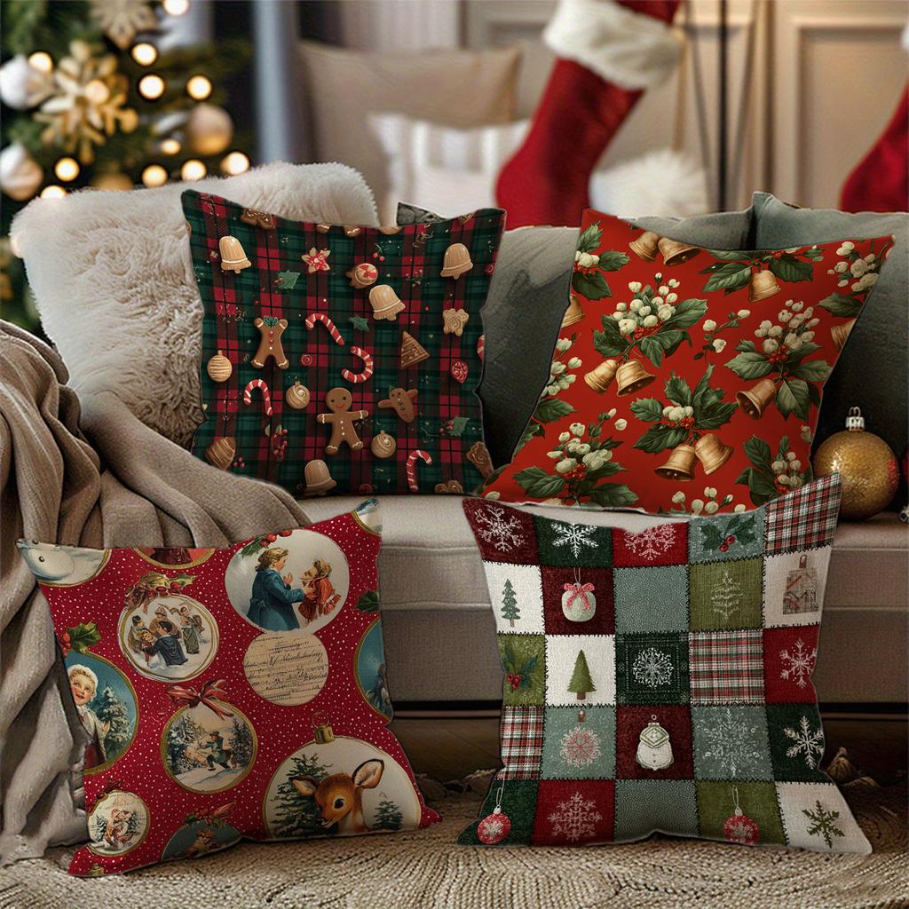 Festive-Patterned Christmas Pillowcasessuitable For Sofa Car Bedroom Decorative Cushion Cover Pillow Cover
