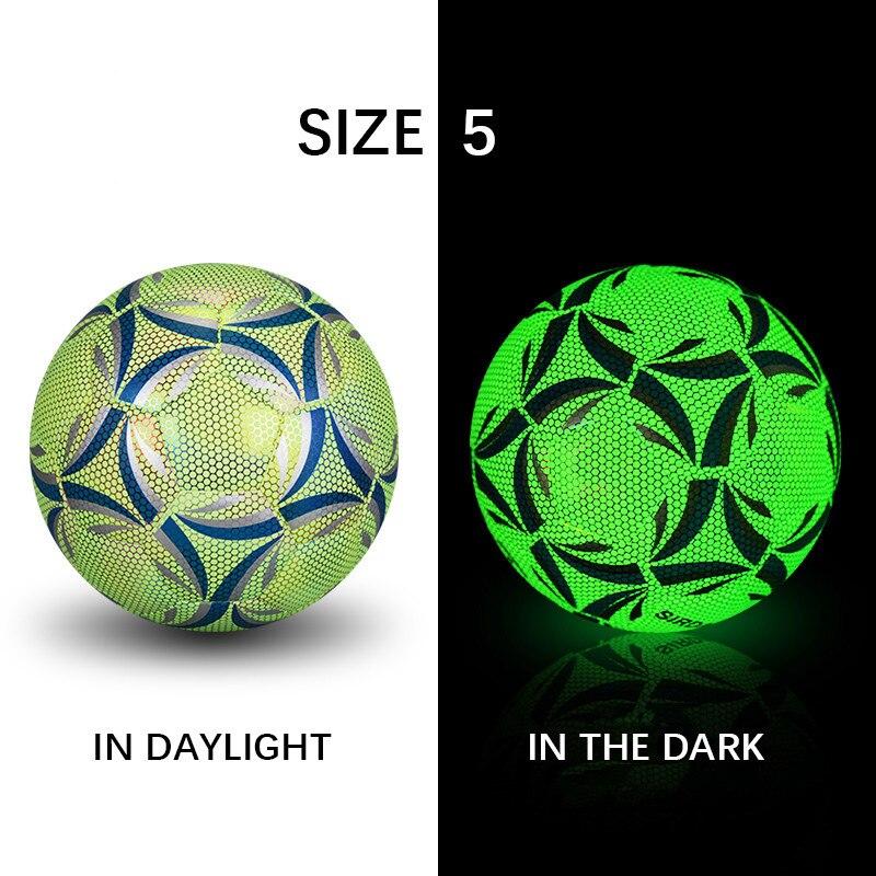 Size 5 Reflective Football Luminous Colorful Soccer Ball For Indoor Outdoor Training