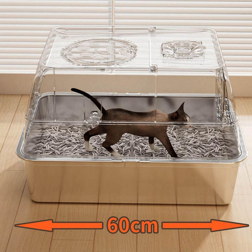 Stainless Steel Cat Bedpans Anti-splash Cover Cat potty New Cat Litter Box  Pet Supplies