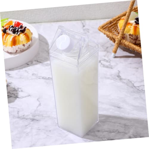 Frcolor Clear Milk Cup, Milk Carton Water Bottle, Milk Carton Container, Refrigerator Drink Container, Clear Container, Clear Water Bottle, Travel Wat
