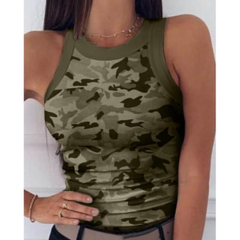 Women's Striped Round Neck Racerback Vest - Sexy Sleeveless Summer Top