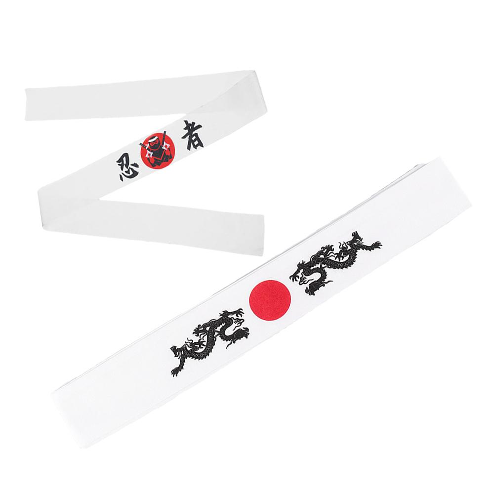2 Pcs Japanischen Ninja Kopftuch Sushi Chef Kopfbedeckung Karate Stirnband Breite Stirnbänder für Frauen Dekorative
