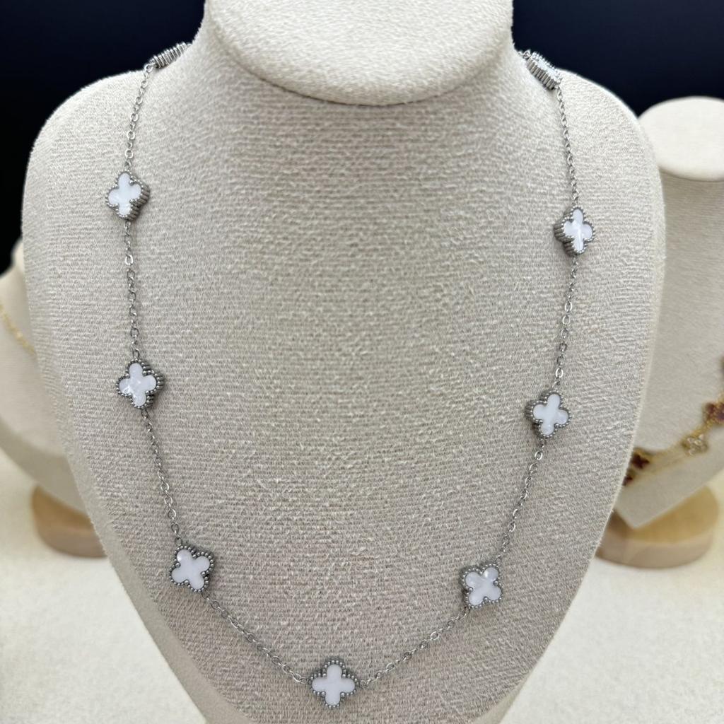 New Arrival10 Flower Four-leaf Clover Necklace Casualfashioneleganteasiest for Match Titanium Steel Necklace
