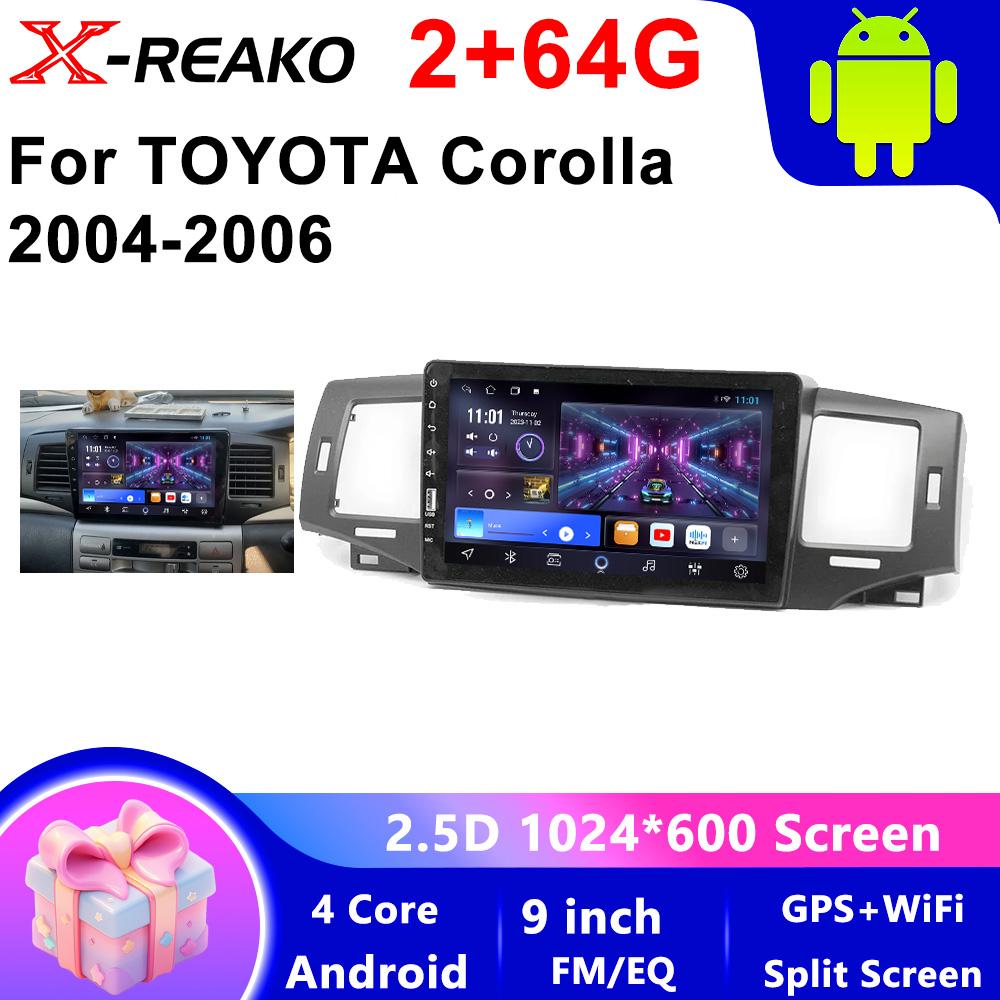 Android  Head Unit For Toyota Corolla 2004-2006 Carplay Auto Car Radio Multimedia Video Player Navigation GPS 4G WIFI QLED