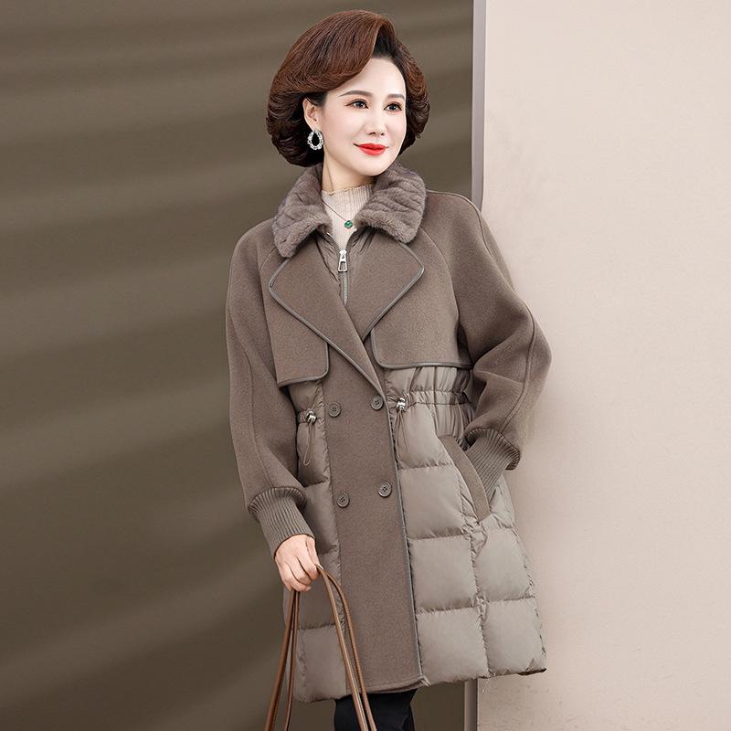 

Mom s 2025 Winter Woolen Down Jacket - Thickened Outerwear for Middle-Aged and Elderly Women XL