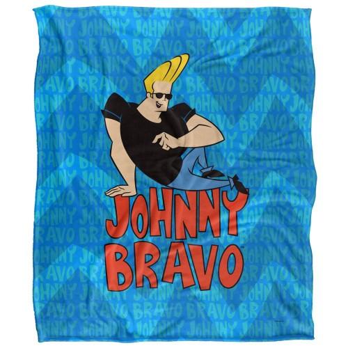 Johnny Bravo Silky Repeat Logo Supersoft Blanket